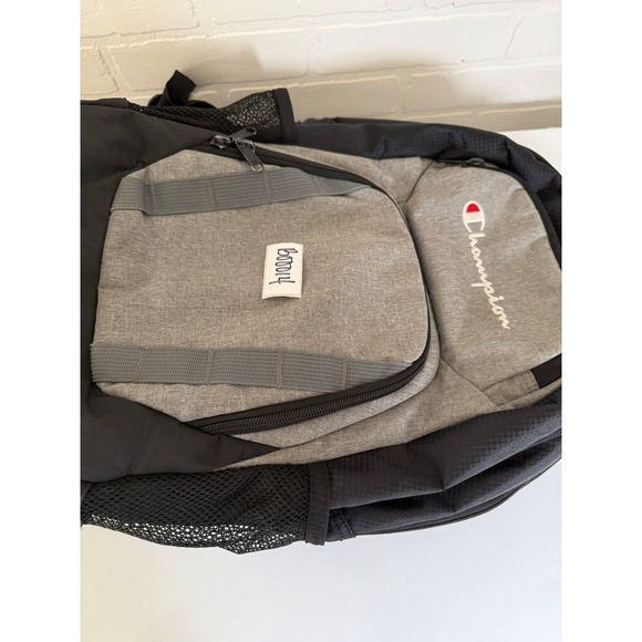Champion Backpack Black Grey Mesh Pockets School Work Travel Bag Gym Outdoor - Picture 14 of 15